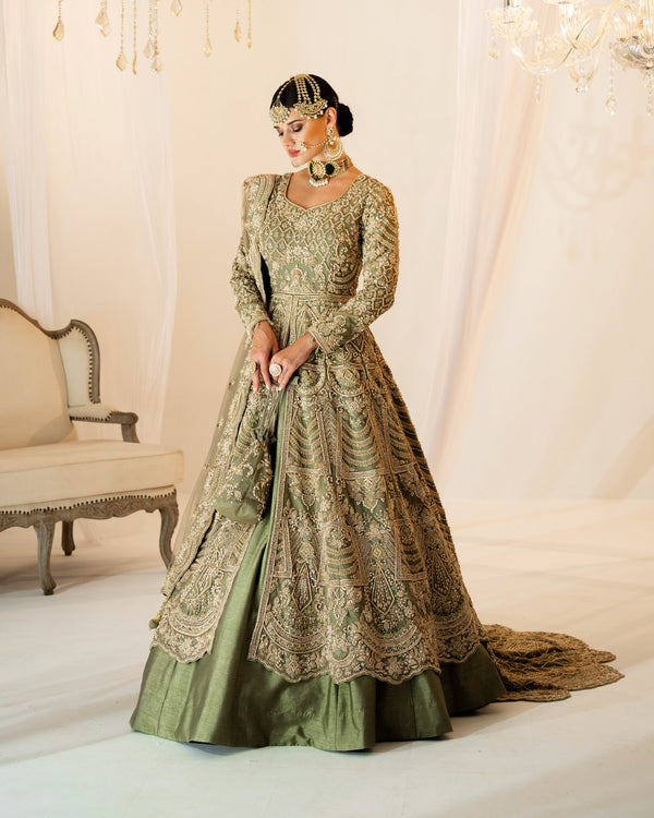 Lehenga - Long Koti Pista Green 11 2